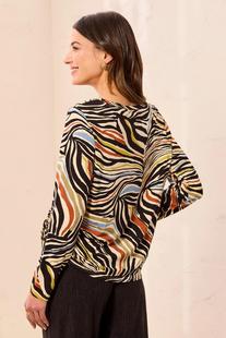 Tribal Women's Long Sleeve Crew Neck Top with Side Ruching - Aloe Alternate View